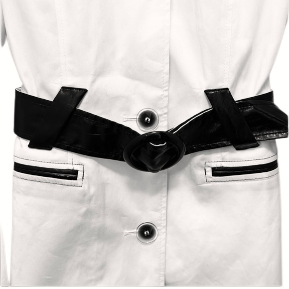 Via Spiga Women’s Ivory & Black Belted Midi Trench Coat 100% Cotton Sz XS NWOT - Picture 5 of 14